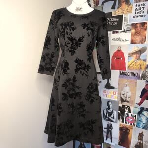 Black Gothic Floral Vera Wang Dress